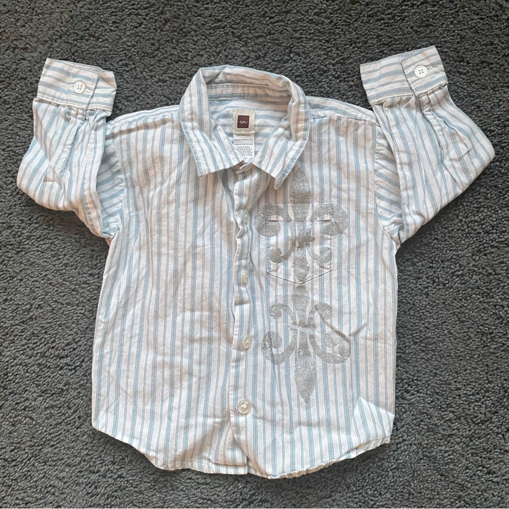 🎈Vintage Tea Collection (6-12M) Blue & White Button Down🎈